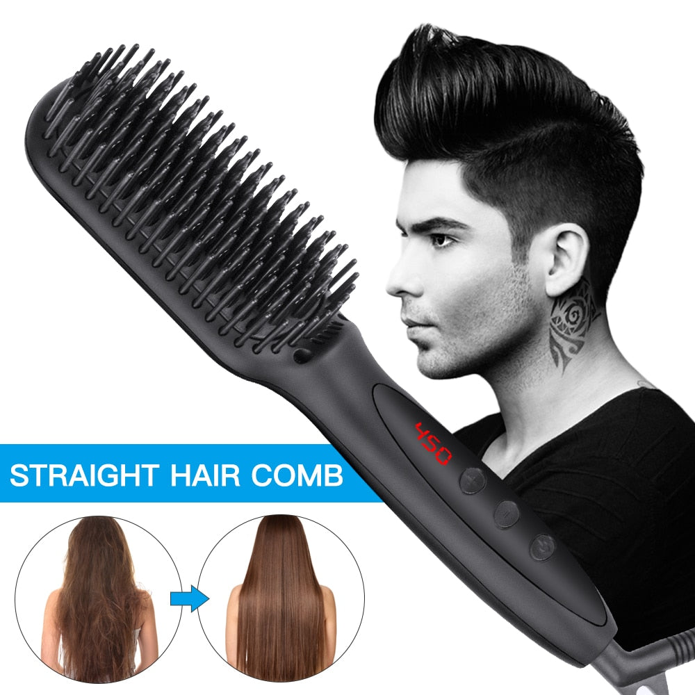 Multifunctional Hair Brush Straightener Comb Beard Straightener Heated Beard Brush Quick Hair Styler For Men