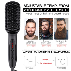 Multifunctional Hair Brush Straightener Comb Beard Straightener Heated Beard Brush Quick Hair Styler For Men